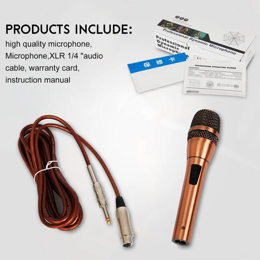 Deposheng c7universal wired unidirecional handheld dinâmico microfone isolamento de ruído ouro para karaoke ao ar livre reunião cantando