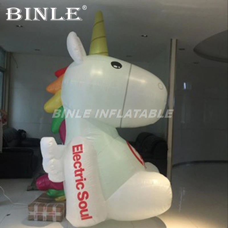 Hot selling LED lovely giant inflatable unicorn inflatable ground animal cartoon model for party decoration