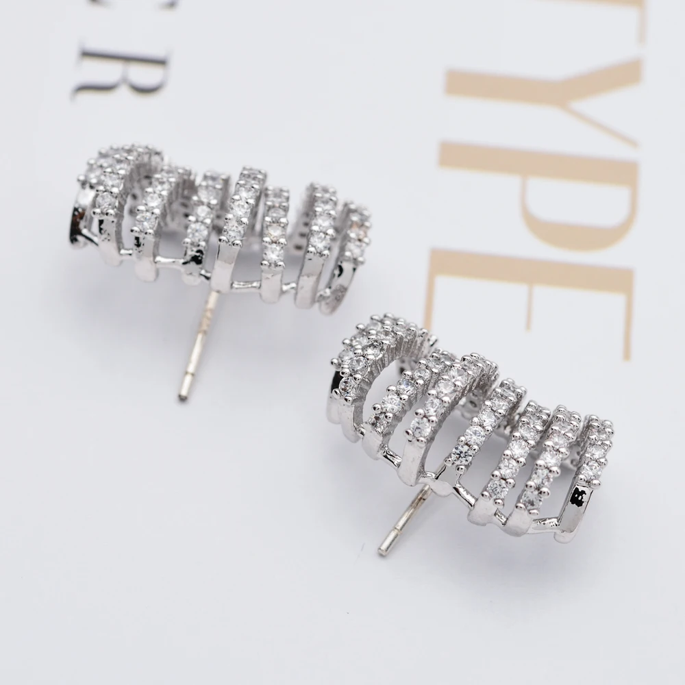 Korean fashion micro floor cubic zircon earrings Classic jewelry earrings for women/girls to bend ER-282 image 4