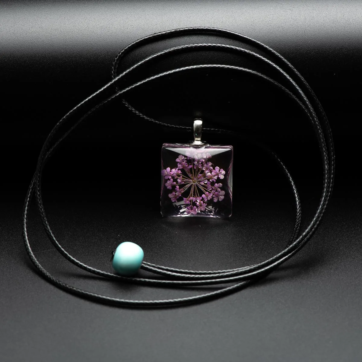 Flower in square Glass necklace Pendant Fashion glass ball necklaces Classic style Jewelry #FY401