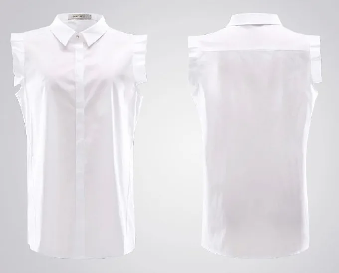 Clearance!!! 100% Cotton Sleeveless Women Blouse Summer Style Shirt Women White Blouse Female Top Ladies Office Shirts For Women