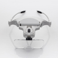 2 LED Headband Magnifier 1x 1.5x 2x 2.5x 3.5x Head Eye Reading Magnifying Glasses Soldering Repair Lamp Magnifier Loupe With Box
