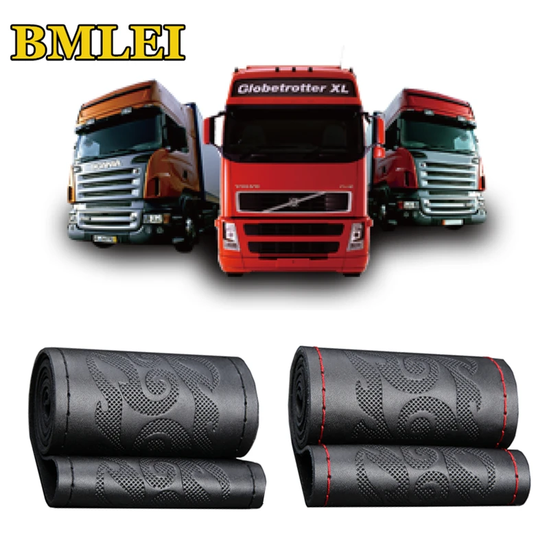 Truck Bus Car Steering wheel Cover DIY 42/45/47/50cm Steering Wheel Wrap Braid on the Steering wheel Genuine Leather Interior