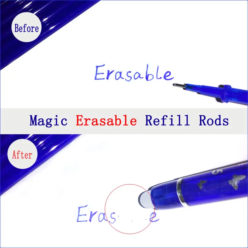 DELVTCH 0.5MM Erasable Suit Gel Pen Blue/Black Ink Magic Erasable Pen Refill and Pen Set For School Student Office Writing Tools