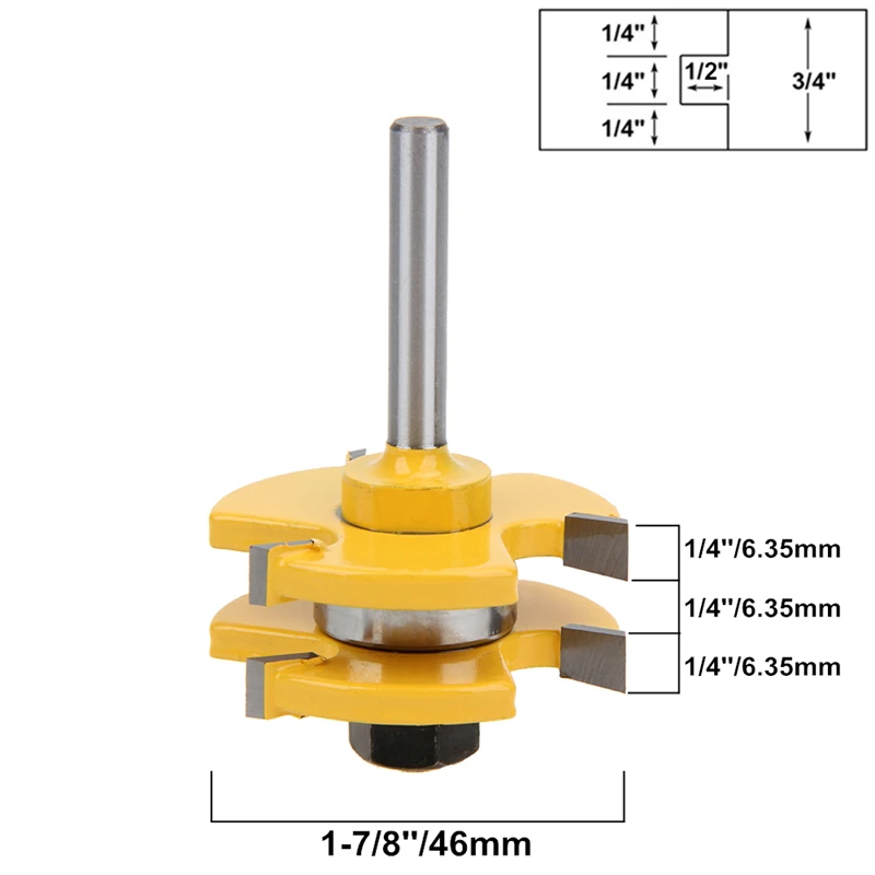 2pcs Tongue Groove ASSEMBLY Router Bit T-ประเภทสล็อต Bit Milling Cutters 6-12.7 มม.สำหรับพื้นแผงตัดไม้เครื่องมือ