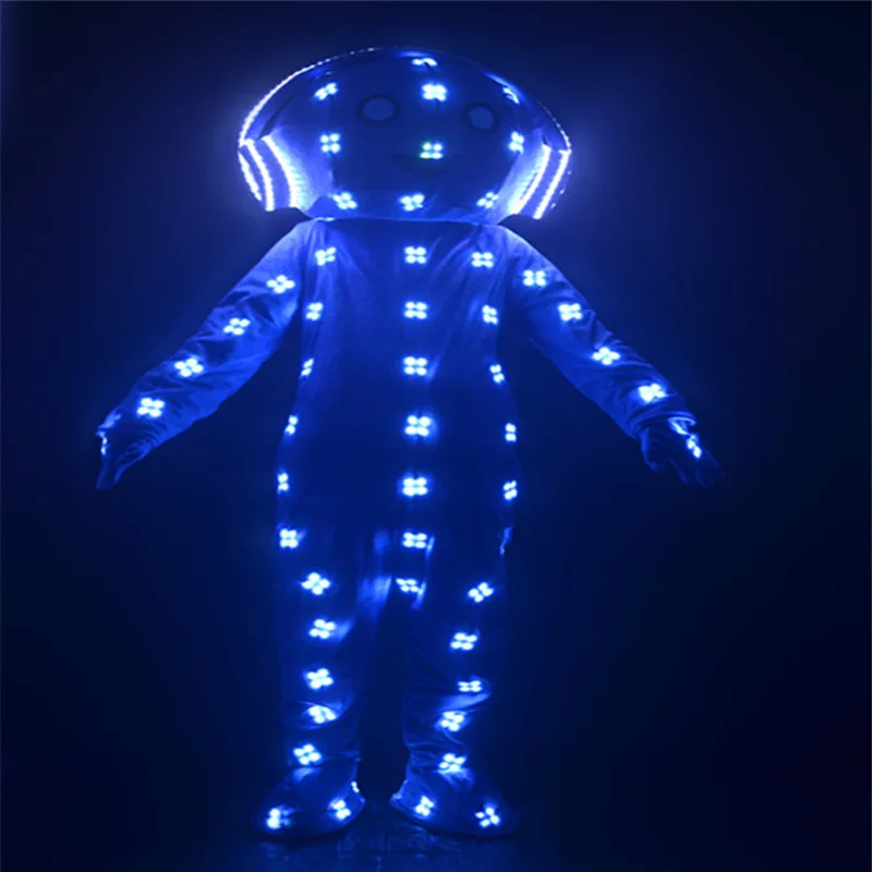 EC89 RGB colorful led costumes robot men stage show luminous light costumes dj wears outfits helmet big doll clothes glowing bar