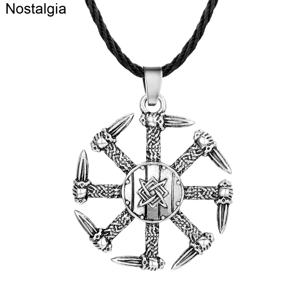 Nostalgia Slavic Kolovrat Swords Pagan Jewelry Russia Star Svarog Talisman Amulet Pendants Necklaces