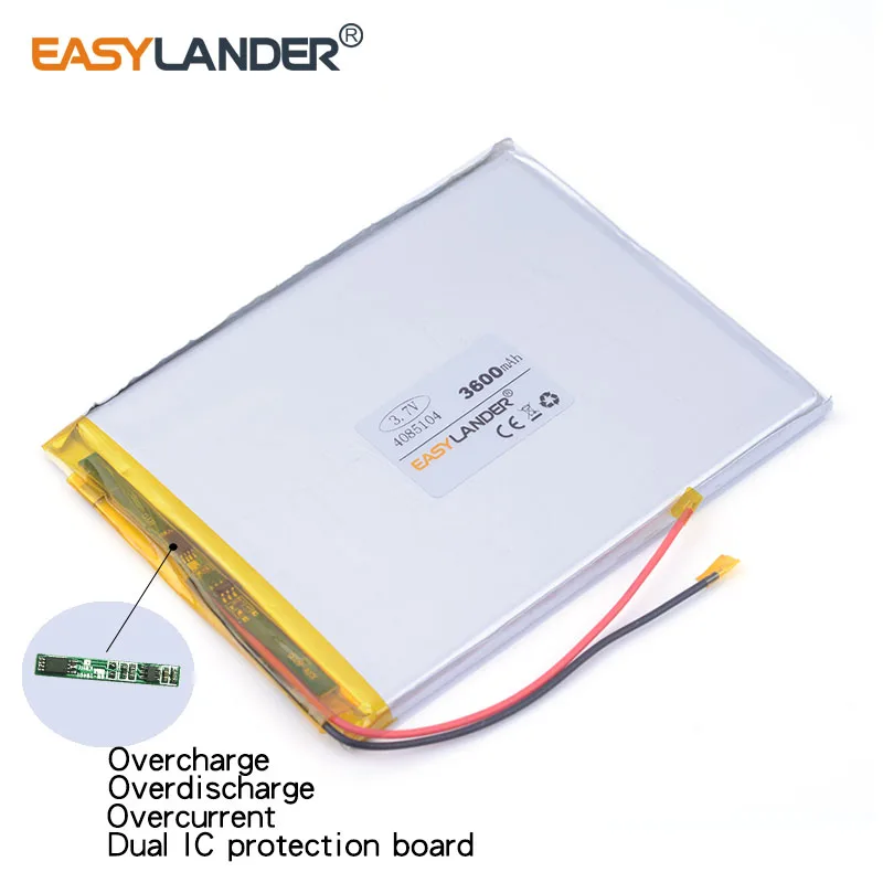 Bateria recarregável de polímero de lítio, 10 tamanhos de 3.7v e 3600mah, para tablet de 7 polegadas aigo n700es pad99 ramos e e-book