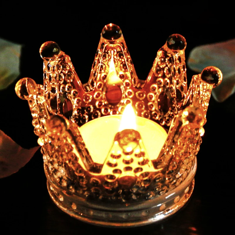 Crystal Glass Ashtray Holder Tray Tobacco Jar Can Crown Shape Scented Candle Holder Luxury Office Ashtray Home Decoration Gift