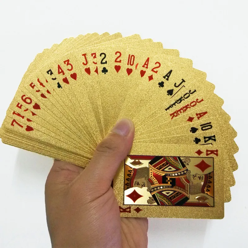 EURO USD Back Golden Playing Cards Deck Plastic Gold Foil Poker Magic Card Durable Waterproof Cards Close-up Street Magic Tricks