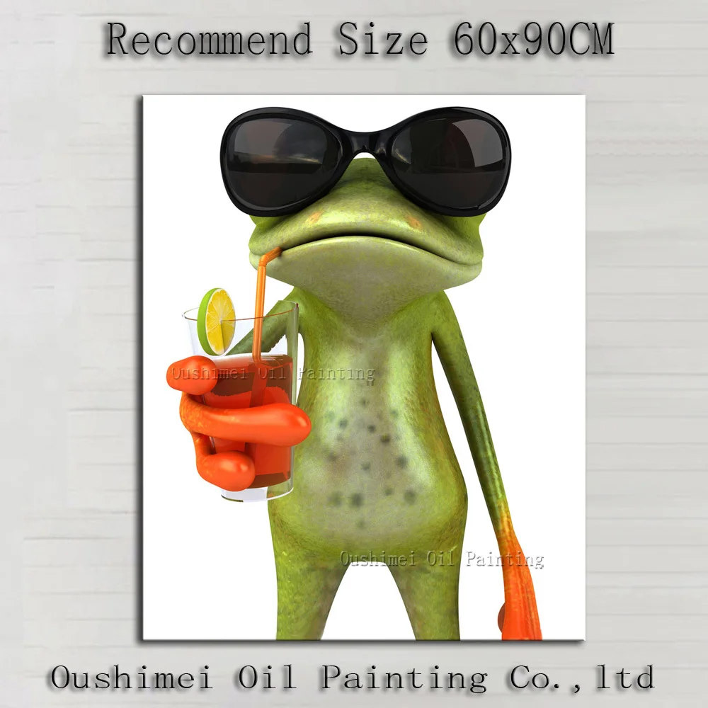 

Superb Skills Artist Hand-painted High Quality 3D effect Frog Oil Painting On Canvas Handmade Drinking Frog Animal Oil Fine Art