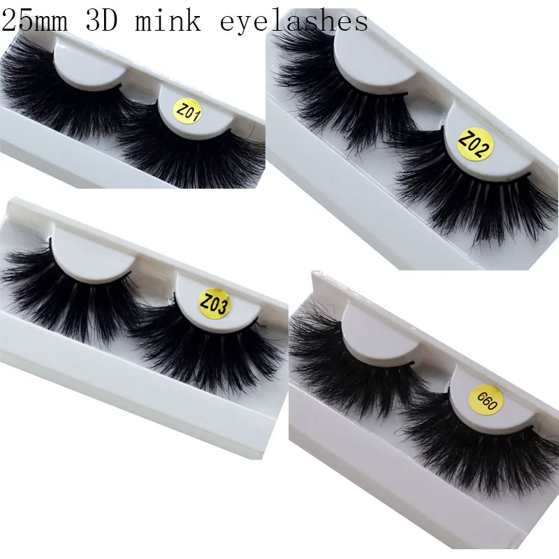 long hair 25mm Lashes Eyelashes 3D Mink Lashes Makeup Handmade Full Strip Mink Eyelashes Soft Fluffy Eyelashes Full Volume lash