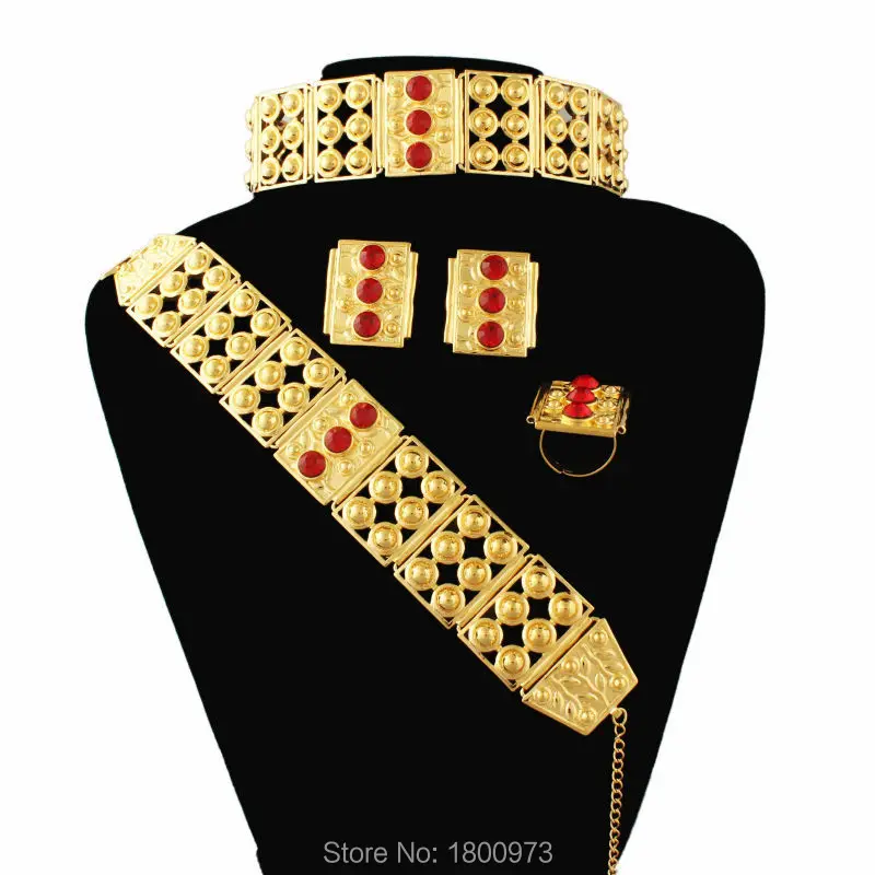 Adixyn Big Size and Heavy Ethiopian wedding jewelry sets For Women  Gold Color Habesha Jewelry African bridal jewelry sets