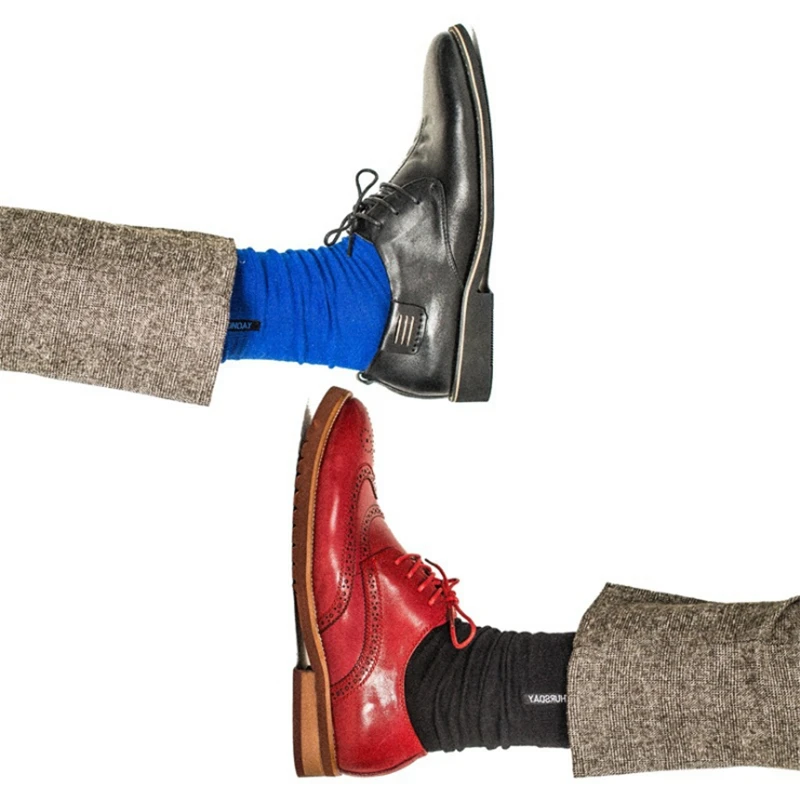 Moda Socmark-Calcetines de algodón peinado para hombre, calcetín de negocios de Color sólido, estilo británico, multicolor