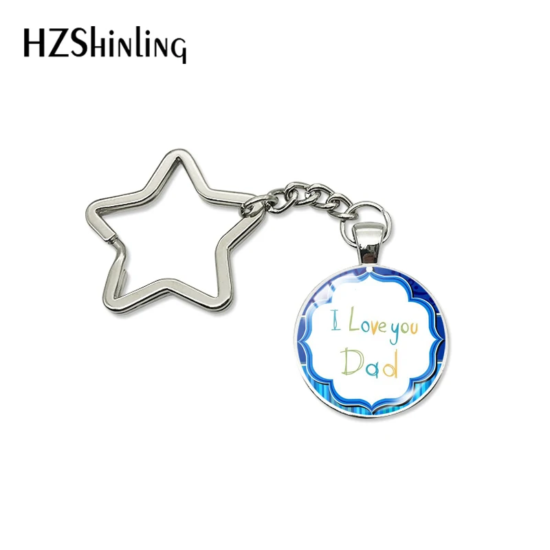 New Fashion Je t\'aime Papa Star Keychain Fathers Gifts Super Papa I Love Dad French Art Key Chain Ring Holder Men Jewelry