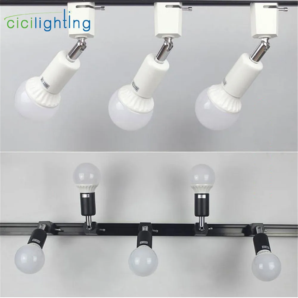 Loft Minimalist E27 Track Light Universal Connector Direction Adjusted Rail Spotlights Ceiling Mounted Track Lighting Fixture