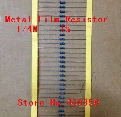 Resistencia de película metálica, 100 W +-0,25, 51K ohm, 1/4W, 1% unidades/lote