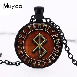 Viking Peace Rune in Runic Circle pendant jewelry Glass Cabochon Necklace HZ1