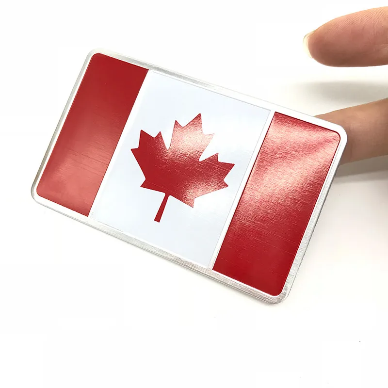 Aluminum Metal Heat-Resistant Car Body Decoration Sticker Motorcycle Racing Sports Decal For Canada National Flag Badge Emblem