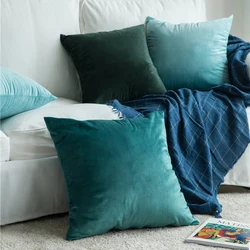 Green Throw Pillows Velvet Luxury Sofa Decorative Funda Cojin 45*45cm Cushions Cover Living Room Home Decor Almofadas Modern