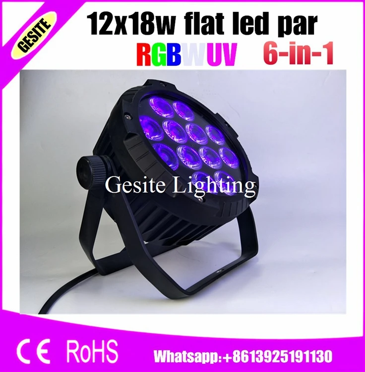 

4pcs/lot Freeshipping 12x18w 6in1 par led 64 Light rgbwa uv DMX512 dj lighting IP20 Aluminum Led Par Cans