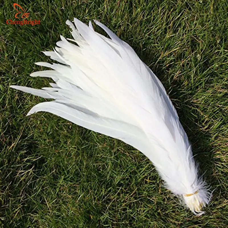 CHENGBRIGHT High Quality Pure White Rooster Coque Tail Feathers For Crafts Wedding Decoration Costume Decoration Pheasant Plumes