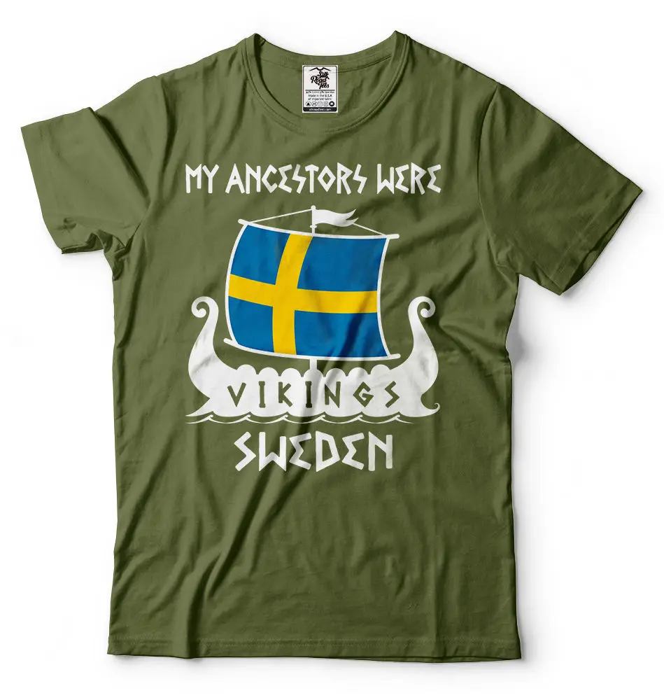 2019 Fashion Hot sale 100% cotton Viking T-shirt My Ancestors Were Vikings Sweden  T-shirt Drakkar T-shirt Tee shirt