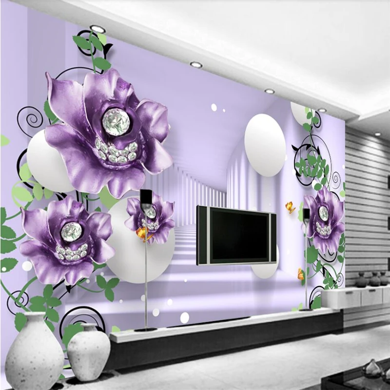 

beibehang 3D three-dimensional relief flower personality TV background wall custom large mural green wallpaper papel de parede