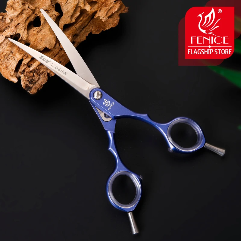 Fenice VG10 Stainless Steel 6 Inch Pet Dogs Gromming Scissors Curved Shears Sharp Animals Cat Hair Cutting Barber Cutting Tools