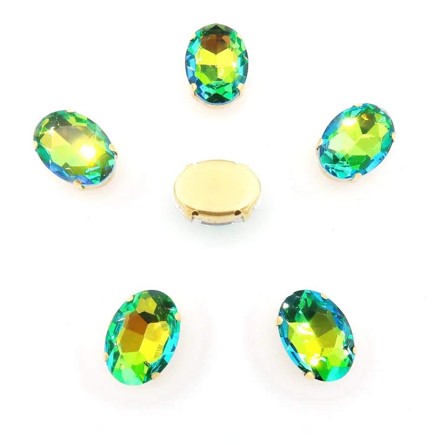 Ovale Gold-Krallenfassungen 10*14mm 13*18mm 20 Stück/Packung Regenbogen- & Jelly-AB-Farben Glaskristall zum Aufnähen Strass-Applikation DIY – Detail 3