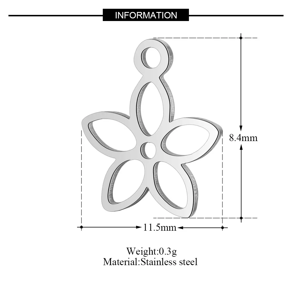 10 Pieces Life of Tree Flower Charm Wholesale Stainless Steel Real 316 Steel DIY Charms Never Tarnish AAAAA Quality Pendants image 5