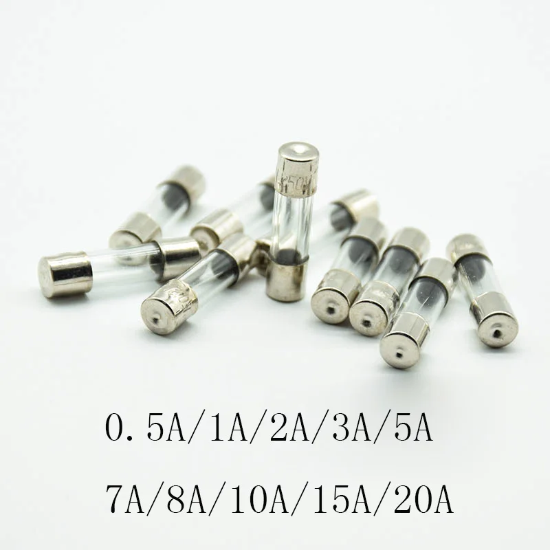 20Pcs 5x20mm Fast Quick Blow Glass Tube Fuse Assorted Kit Fast Blow Glass Fuses 0.5A 1A 2A 3A 5A 7A 8A 10A 15A 20A/250V 5*20mm