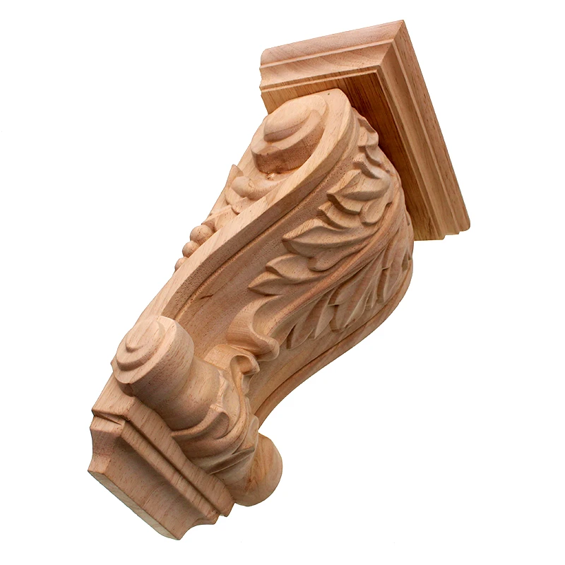VZLX Vintage Plant Wood Carved Corner Applique Decorate Frame Cabinet Fireplace Door Furniture Decorative Wooden Figurines
