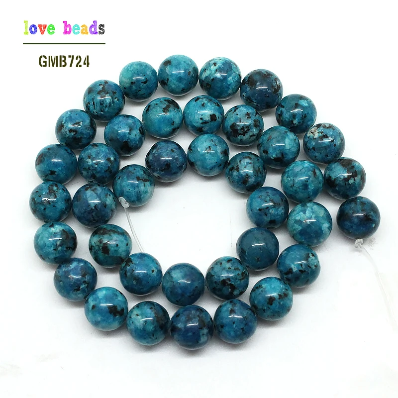 Natural Blue Spot  Stone  6/8/10/12mm Round Loose Beads 15.5inch/strand Pick Size DIY Bracelet (F00520)