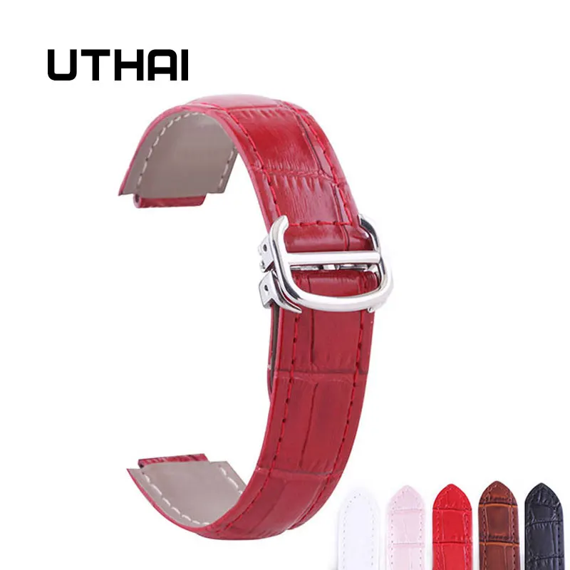 UTHAI P05 14-9mm,18-11mm,20-12mm Genuine Leather Watchbands 20mm Watch Strap For Cartier Blue Balloon watch Leather Strap