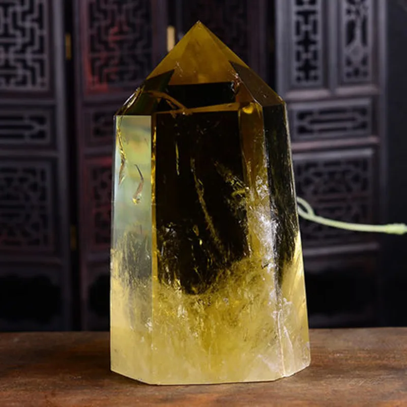 

200-350g Large Nature smoky citrine yellow quartz gemstone crystal point reiki heal