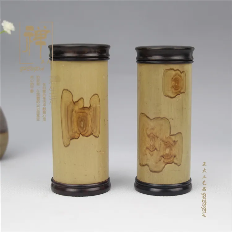 

Natural bamboo inlaid ebony tea accessories butterfly screw large tea wholesale custom portable tea barrel