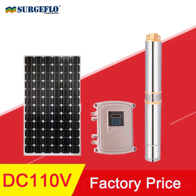 2'' outletDeep Well Bore Water Solar Pump 110V 1300W Stainless Steel MPPT Controller Brushless Submersible (Head 58m, Flow 9T/H)