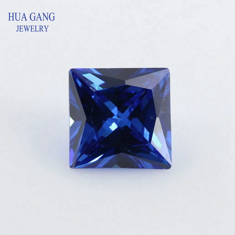 

2x2~9x9mm 5A Blue Square Shape Princess Cut CZ Stone Synthetic Gems Cubic Zirconia For Jewelry