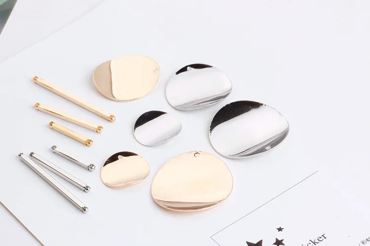 Minimalist diy dual hole connection rod wafer handmade earrings stud earrings earrings accessories tassel accessories