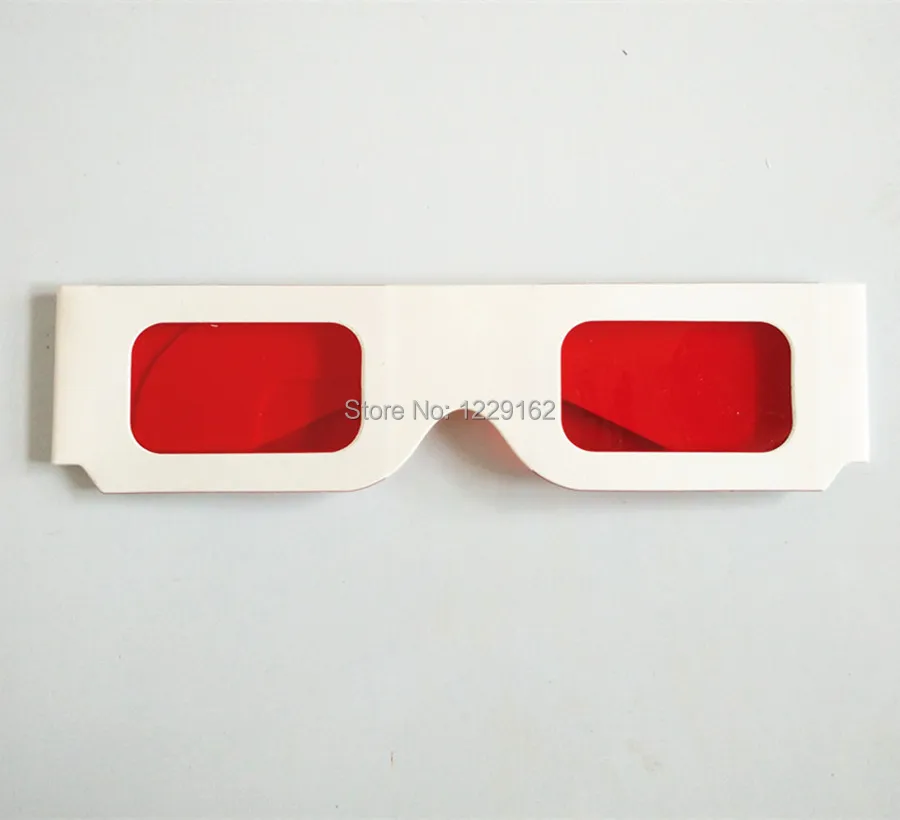 

100pcs/lot Re-useable white paper 3D glasses Paper Frame Red/Red lens 3d Decoder Glasses for promotion