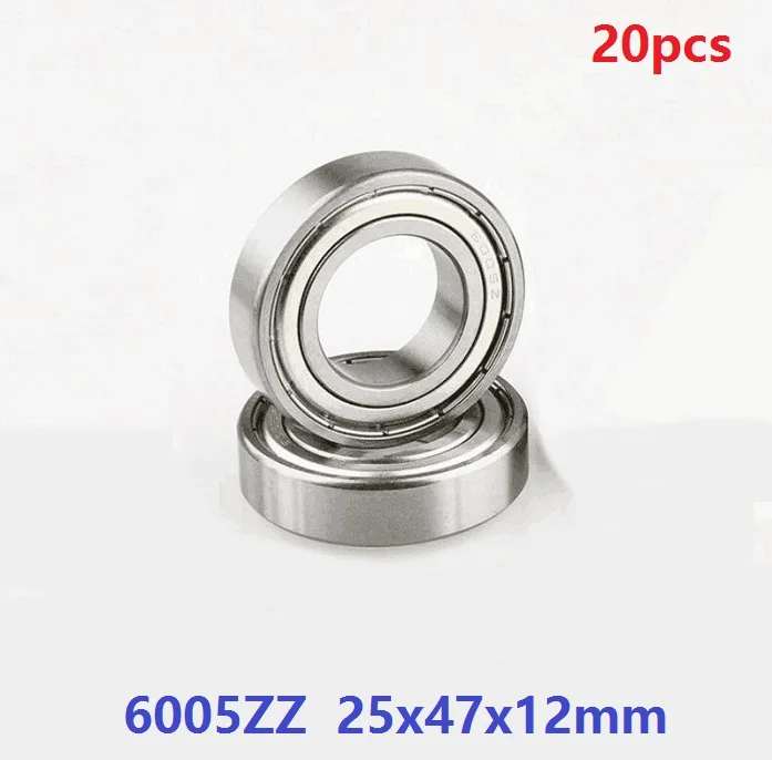 20pcs/lot 6005ZZ 6005Z 6005 ZZ Z 25*47*12mm double shielded Deep Groove Ball bearing shaft 25x47x12mm