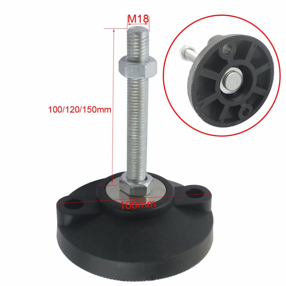 2pcs M18 Thread Leveling Foot 100/120/150mm Length Adjustable Foot Cups Reinforced Nylon Base 100mm Diameter Articulated Feet