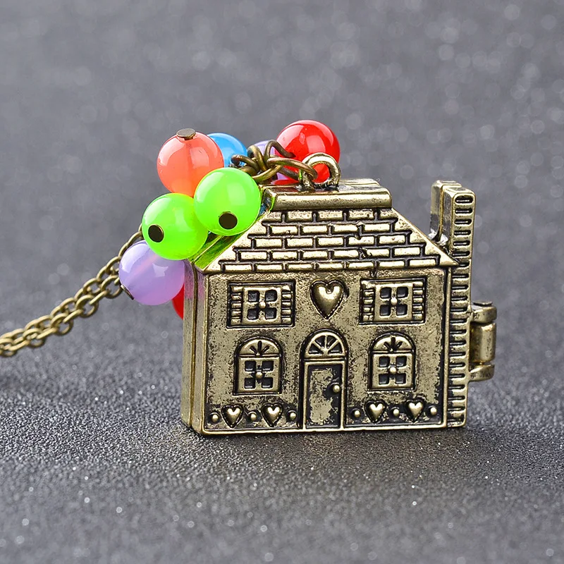 Movie Jewelry Wholesale The Adventures of Flying House Necklace Vintage Bronze Pendants For Women&Men Box Can Open