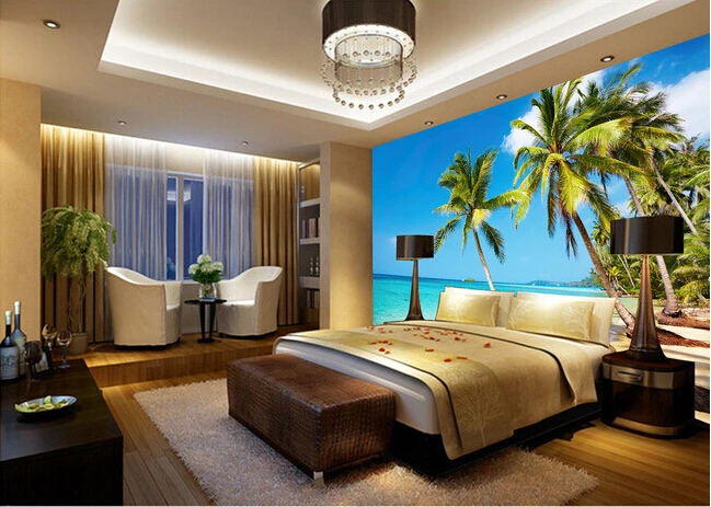 Custom photo wallpaper, sunshine beach palm scenic murals for the living room bedroom TV background waterproof wallpaper