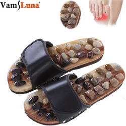 Massage Stone Shoes Acupressure Massage Slippers with Natural Stone Therapeutic Reflexology Sandals for Foot Acupoint Massage