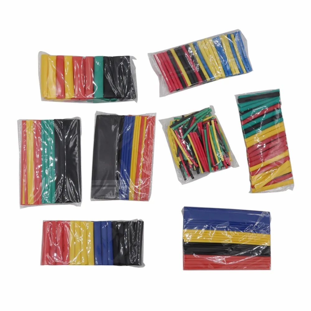 127/164/328/530 pz/set tubo termoretraibile assortito nero/involucro di filo colorato guaina del cavo di isolamento elettrico 2-13mm