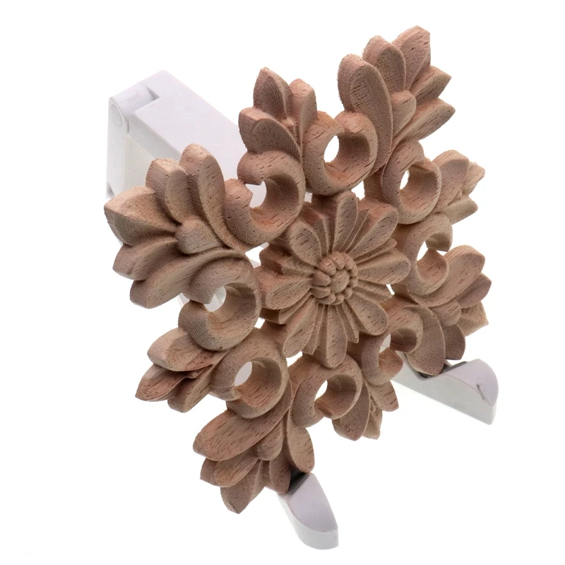 RUNBAZEF Vintage Unpainted Wood Carved Decal Corner Onlay Applique Frame Home decoration accessories Furniture Wall Decor Crafts