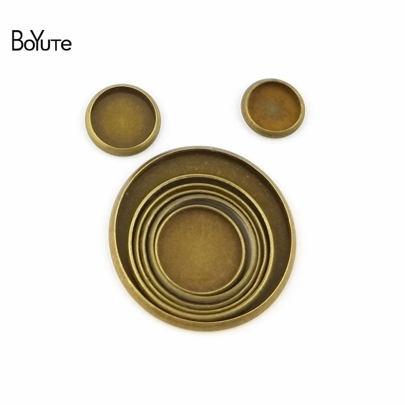 BoYuTe (100 Pieces/Lot) Round 8-10-12-14-16-18-20-25MM Cabochon Base Antique Bronze Diy Blank Tray Bezel Settings