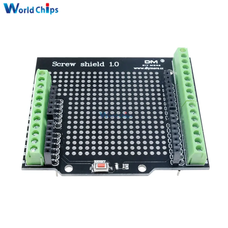 diymore Standard Proto Screw Shield Assembled Prototype Terminal Expansion Board for Arduino Opening Source Reset Button D13 LED